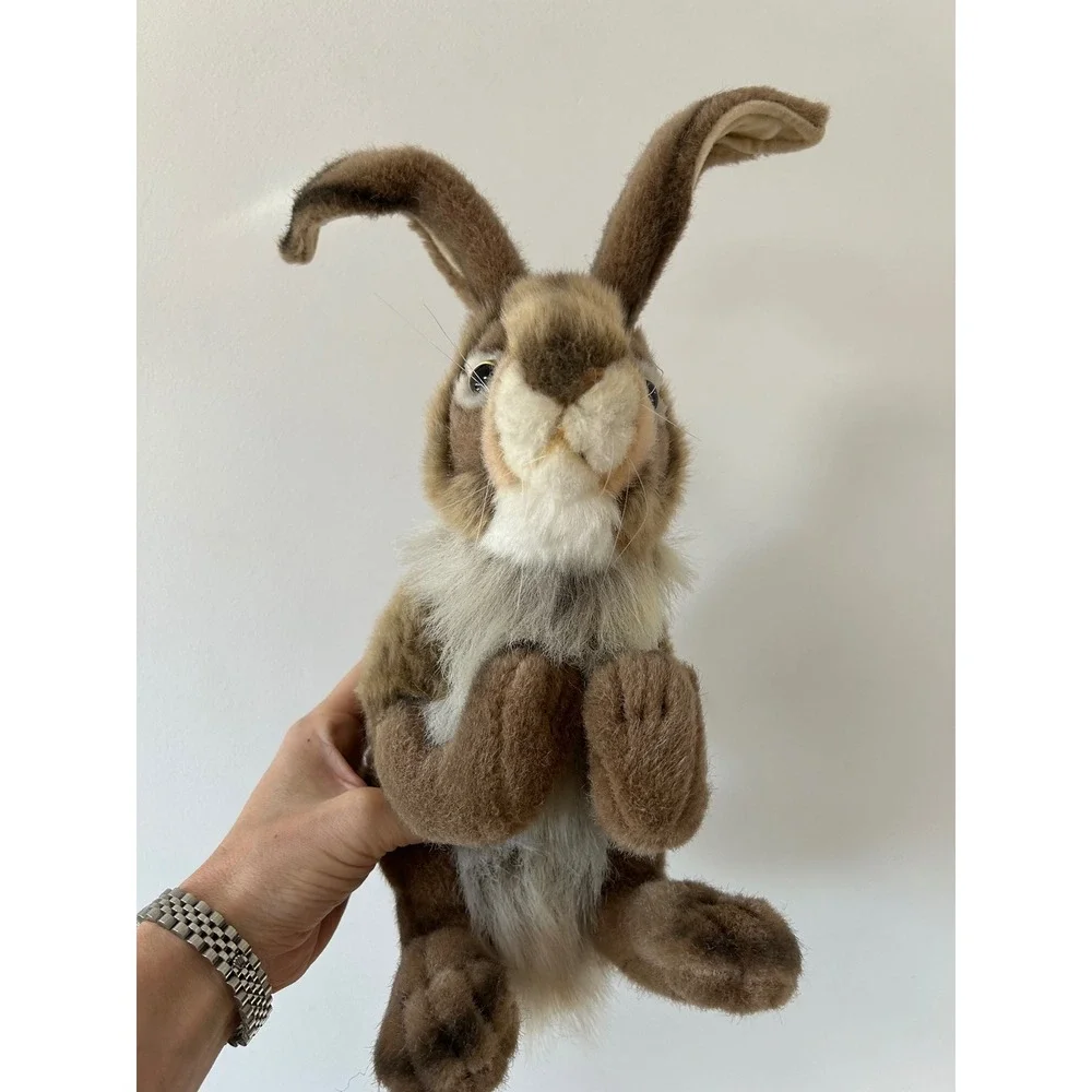 Vtg. Hansa Rabbit Bunny Plush Toy Realistic Brown White Tail Thomas Boland